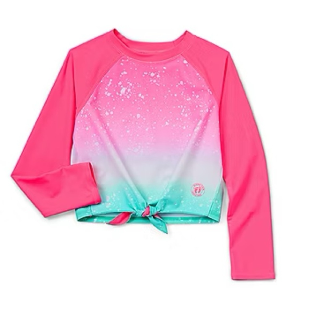 Hang Ten Girls XL 16 Rashguard pink UPF50 rash guard swim top Barbie Barbiecore